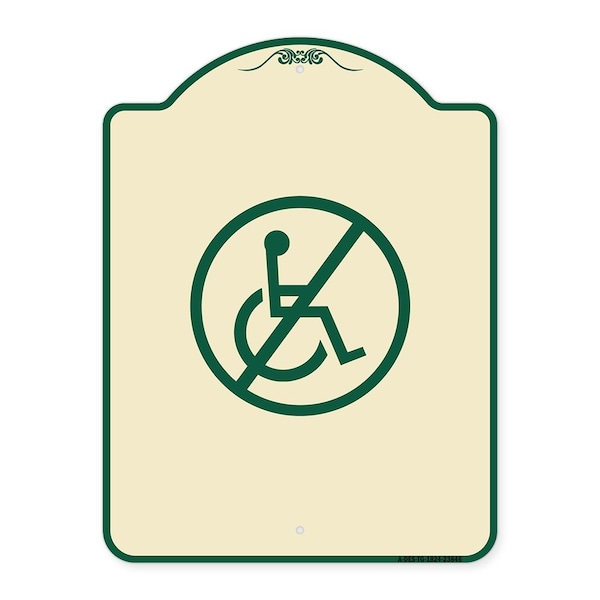 Signmission Designer Series No Handicap, Tan & Green Heavy-Gauge Aluminum Sign, 24" x 18", TG-1824-23846 A-DES-TG-1824-23846 - main